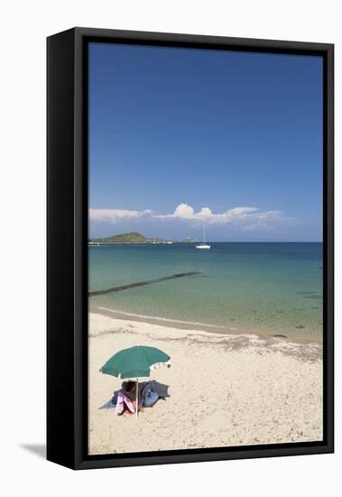 Beach, Baia Di Nora, Cagliari, Sardinia, Italy, Mediterranean, Europe-John-Framed Stretched Canvas
