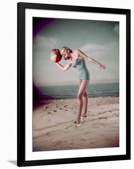 Beach Ball Girl, Woof-Charles Woof-Framed Photographic Print