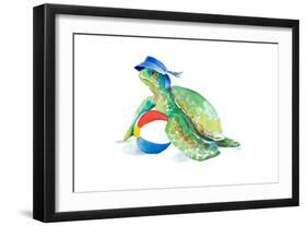 Beach Ball Turtle-Lanie Loreth-Framed Art Print