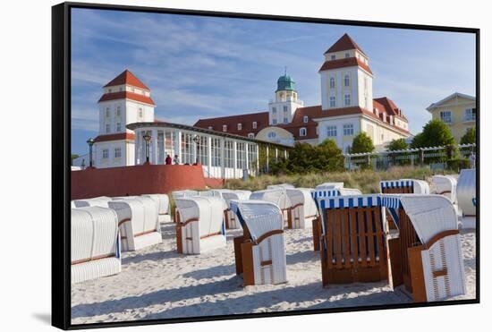 Beach Basket Seats in Front of Health Spa, Binz, Rygen Island, Germany-Peter Adams-Framed Stretched Canvas