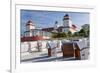 Beach Basket Seats in Front of Health Spa, Binz, Rygen Island, Germany-Peter Adams-Framed Photographic Print