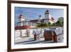 Beach Basket Seats in Front of Health Spa, Binz, Rygen Island, Germany-Peter Adams-Framed Photographic Print