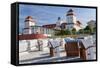 Beach Basket Seats in Front of Health Spa, Binz, Rygen Island, Germany-Peter Adams-Framed Stretched Canvas