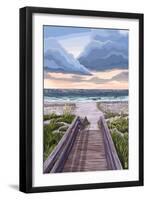 Beach Boardwalk Scene-Lantern Press-Framed Art Print