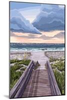 Beach Boardwalk Scene-Lantern Press-Mounted Art Print