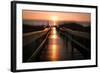 Beach Boardwalk Sunrise-Lantern Press-Framed Art Print