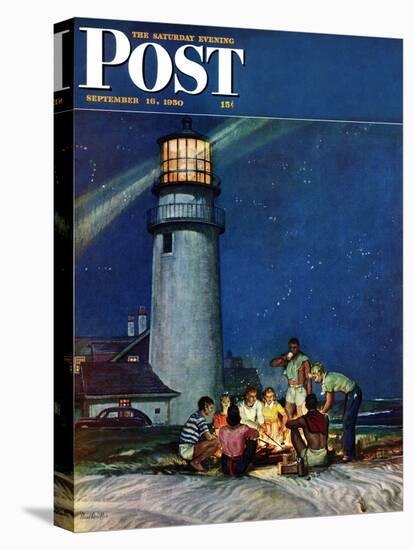 "Beach Bonfire" Saturday Evening Post Cover, September 16, 1950-Mead Schaeffer-Stretched Canvas