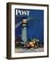 "Beach Bonfire" Saturday Evening Post Cover, September 16, 1950-Mead Schaeffer-Framed Premium Giclee Print