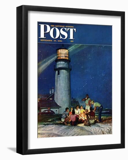 "Beach Bonfire" Saturday Evening Post Cover, September 16, 1950-Mead Schaeffer-Framed Premium Giclee Print