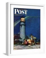 "Beach Bonfire" Saturday Evening Post Cover, September 16, 1950-Mead Schaeffer-Framed Giclee Print