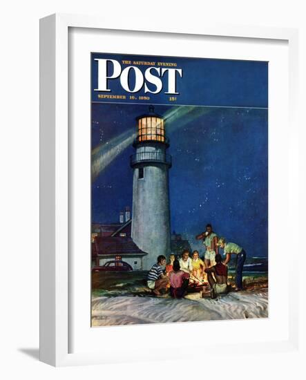 "Beach Bonfire" Saturday Evening Post Cover, September 16, 1950-Mead Schaeffer-Framed Giclee Print