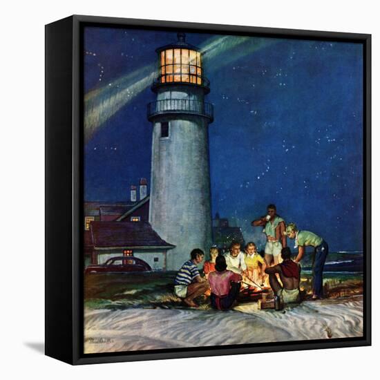 "Beach Bonfire", September 16, 1950-Mead Schaeffer-Framed Stretched Canvas