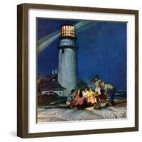 "Beach Bonfire", September 16, 1950-Mead Schaeffer-Framed Giclee Print