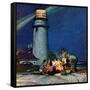 "Beach Bonfire", September 16, 1950-Mead Schaeffer-Framed Stretched Canvas