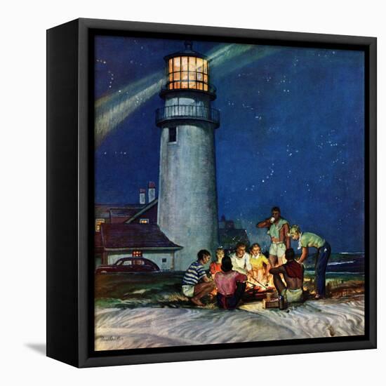 "Beach Bonfire", September 16, 1950-Mead Schaeffer-Framed Stretched Canvas