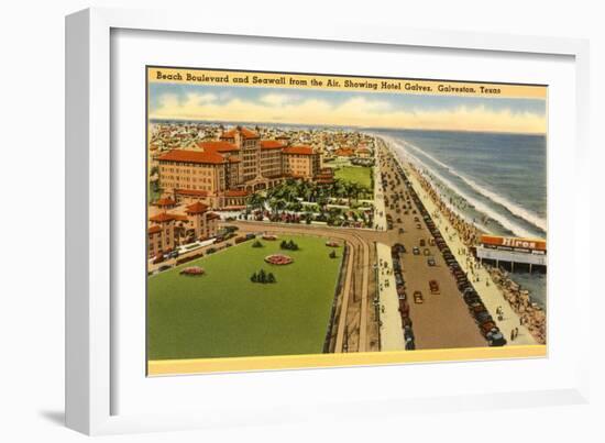 Beach Boulevard, Hotel Galvez, Galveston, Texas-null-Framed Art Print