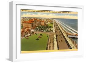 Beach Boulevard, Hotel Galvez, Galveston, Texas-null-Framed Art Print