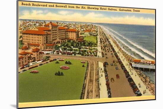 Beach Boulevard, Hotel Galvez, Galveston, Texas-null-Mounted Art Print