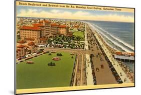 Beach Boulevard, Hotel Galvez, Galveston, Texas-null-Mounted Art Print