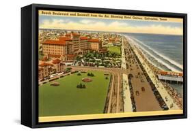 Beach Boulevard, Hotel Galvez, Galveston, Texas-null-Framed Stretched Canvas