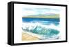 Beach Breaking Waves with Spray in the Bay-M. Bleichner-Framed Stretched Canvas