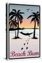 Beach Bum Hammock Between Palm Trees Art Print Poster-null-Stretched Canvas