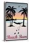 Beach Bum Hammock Between Palm Trees Art Print Poster-null-Stretched Canvas