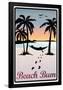 Beach Bum Hammock Between Palm Trees Art Print Poster-null-Framed Poster