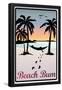 Beach Bum Hammock Between Palm Trees Art Print Poster-null-Framed Poster