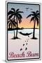 Beach Bum Hammock Between Palm Trees Art Print Poster-null-Mounted Poster