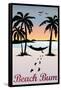 Beach Bum Hammock Between Palm Trees Plastic Sign-null-Framed Stretched Canvas