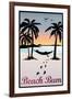 Beach Bum Hammock Between Palm Trees Plastic Sign-null-Framed Art Print