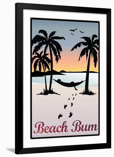 Beach Bum Hammock Between Palm Trees Plastic Sign-null-Framed Art Print