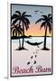 Beach Bum Hammock Between Palm Trees Plastic Sign-null-Framed Art Print