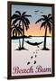 Beach Bum Hammock Between Palm Trees Plastic Sign-null-Framed Art Print