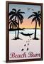 Beach Bum Hammock Between Palm Trees Plastic Sign-null-Framed Art Print