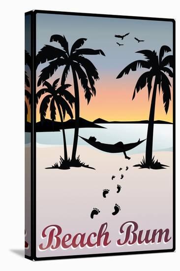 Beach Bum Hammock Between Palm Trees Plastic Sign-null-Stretched Canvas