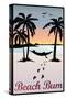 Beach Bum Hammock Between Palm Trees Plastic Sign-null-Stretched Canvas