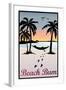 Beach Bum Hammock Between Palm Trees Plastic Sign-null-Framed Art Print