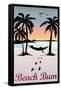 Beach Bum Hammock Between Palm Trees Plastic Sign-null-Framed Stretched Canvas