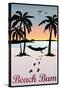 Beach Bum Hammock Between Palm Trees Plastic Sign-null-Stretched Canvas