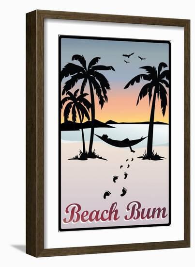 Beach Bum Hammock Between Palm Trees Plastic Sign-null-Framed Art Print