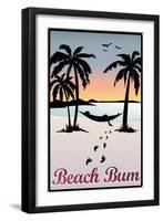 Beach Bum Hammock Between Palm Trees Plastic Sign-null-Framed Art Print