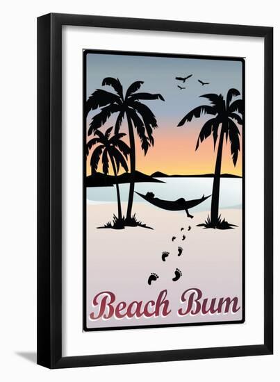 Beach Bum Hammock Between Palm Trees Plastic Sign-null-Framed Art Print