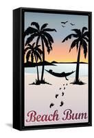 Beach Bum Hammock Between Palm Trees Plastic Sign-null-Framed Stretched Canvas