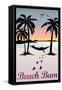 Beach Bum Hammock Between Palm Trees Plastic Sign-null-Framed Stretched Canvas