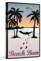 Beach Bum Hammock Between Palm Trees Plastic Sign-null-Stretched Canvas