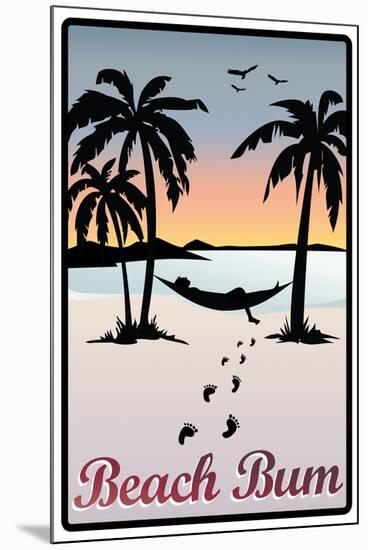 Beach Bum Hammock Between Palm Trees-null-Mounted Art Print