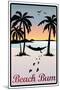 Beach Bum Hammock Between Palm Trees-null-Mounted Art Print