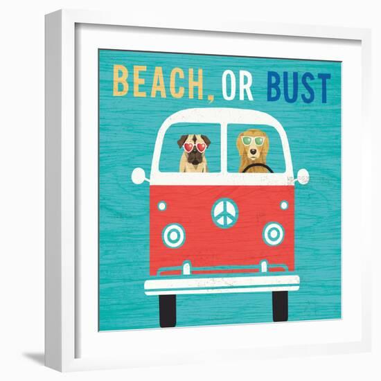 Beach Bums Bus-Michael Mullan-Framed Art Print